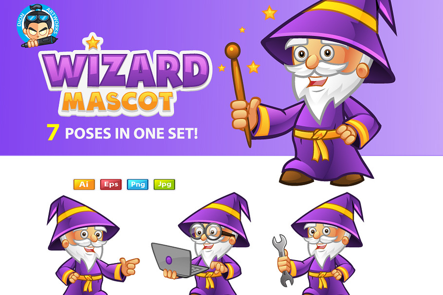 Wizard Mascot in Illustrations - product preview 8