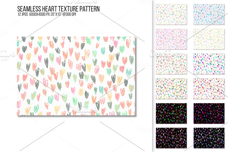 Seamless doodle hearts pattern. in Textures - product preview 8