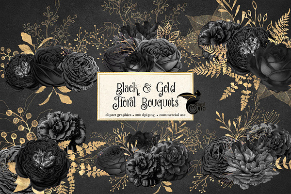 Black and Gold Floral Bouquets
