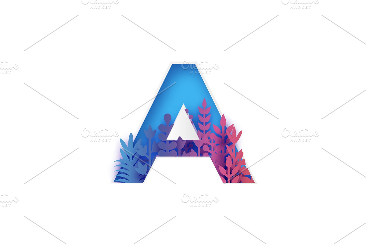 Origami organic paper cut letter A in Illustrations - product preview 8