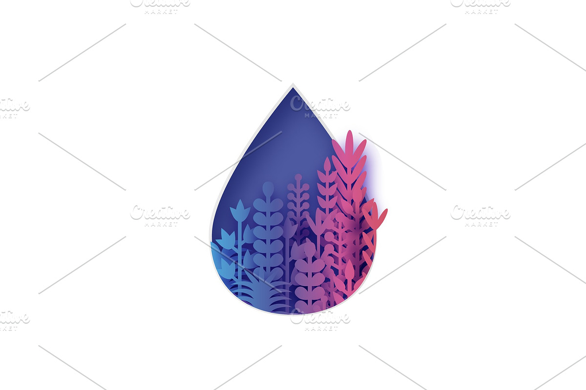 Colorful water drop with paper cut in Illustrations - product preview 8