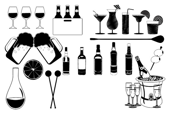 Cocktail Drinks Vector AI EPS PNG in Illustrations - product preview 2