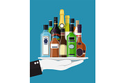 Alcohol drinks collection in tray of