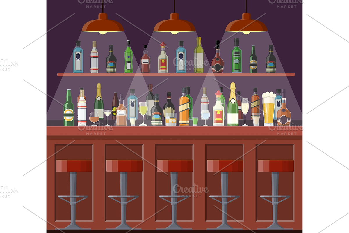 Bar, pub, night club interior in Illustrations - product preview 8