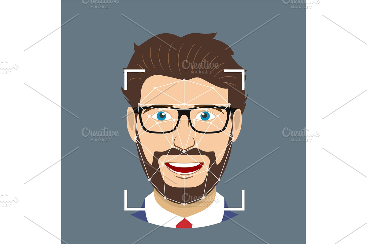 Face recognition technology in Illustrations - product preview 8