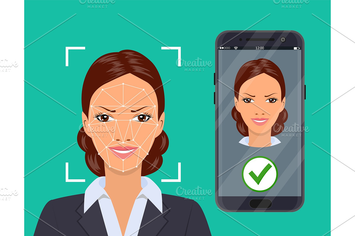 Facial recognition system concept. in Illustrations - product preview 8