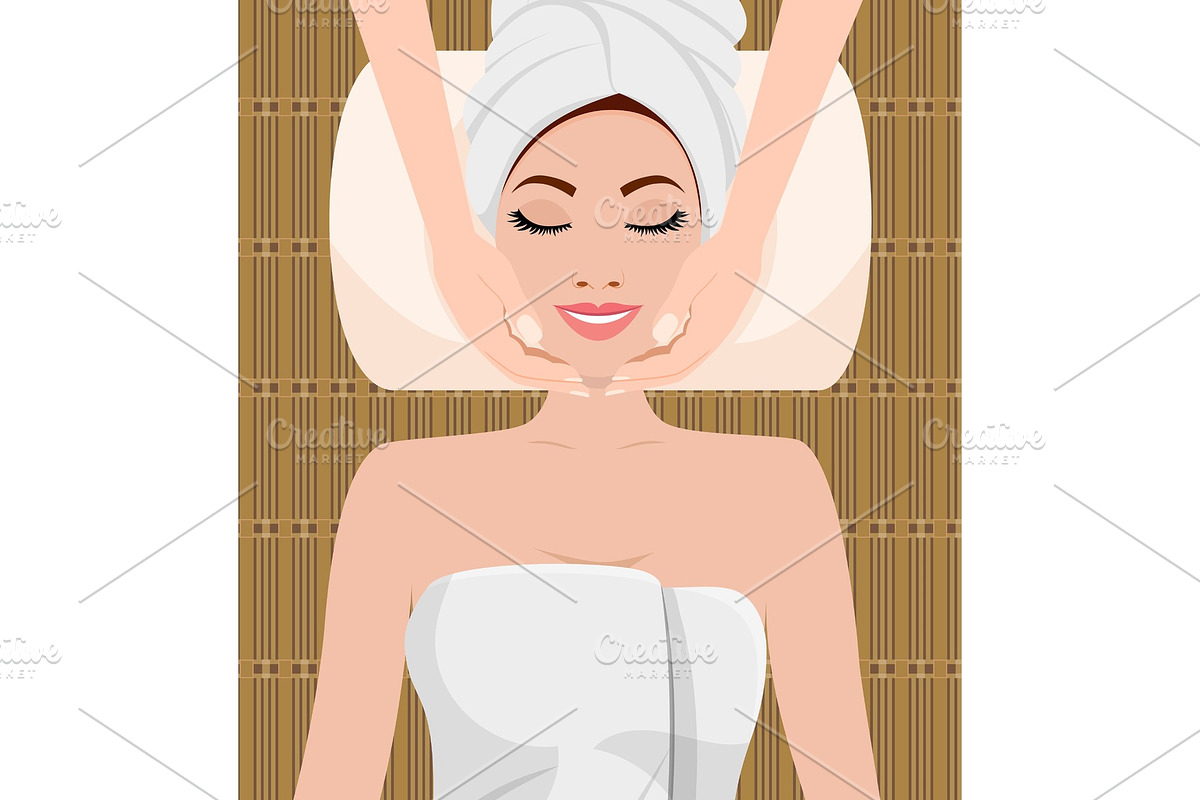 beautiful woman taking facial in Illustrations - product preview 8