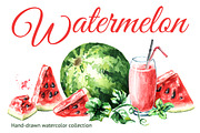 Watermelon. Watercolor collection