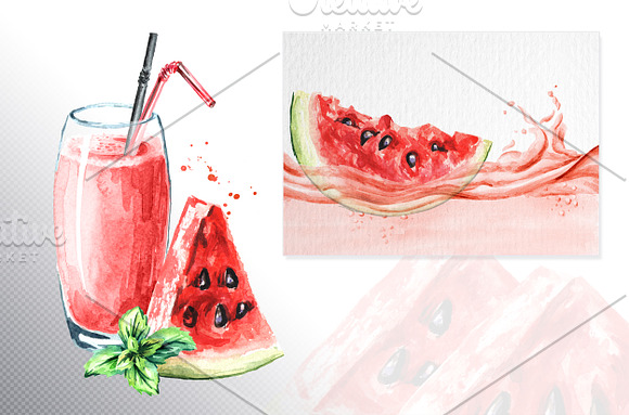 Watermelon. Watercolor collection in Illustrations - product preview 4