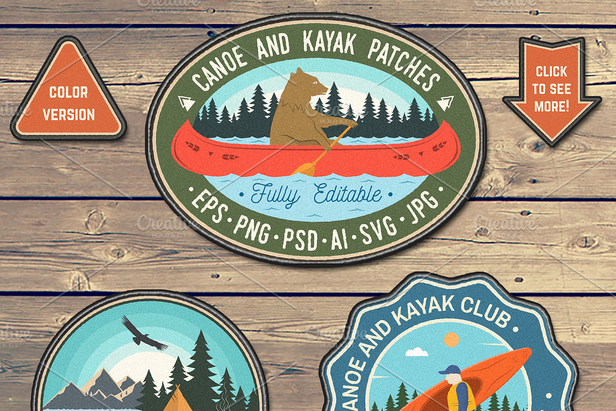 Canoe and Kayak Patches in Illustrations - product preview 8