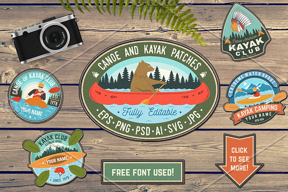 Canoe and Kayak Patches in Illustrations - product preview 1