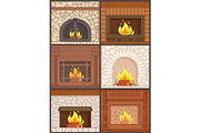 Fireplace Wooden and Stone Paved