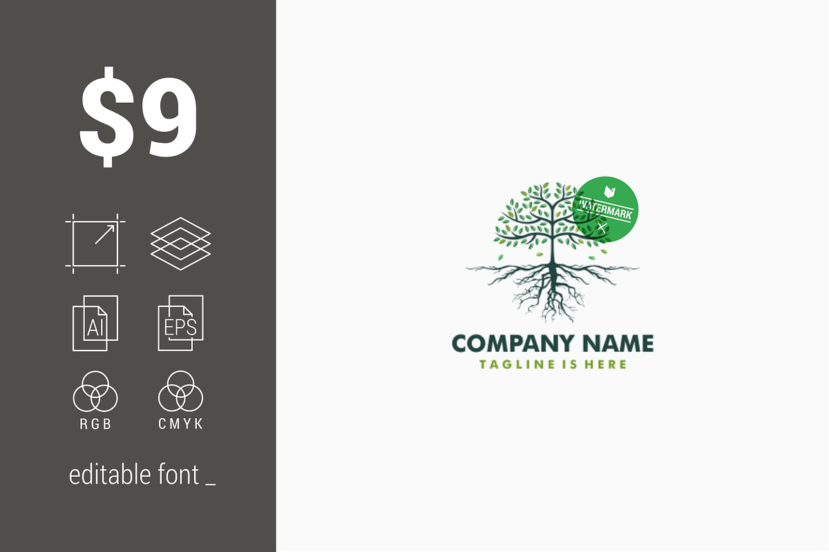 Tree and Root Logo in Logo Templates - product preview 8