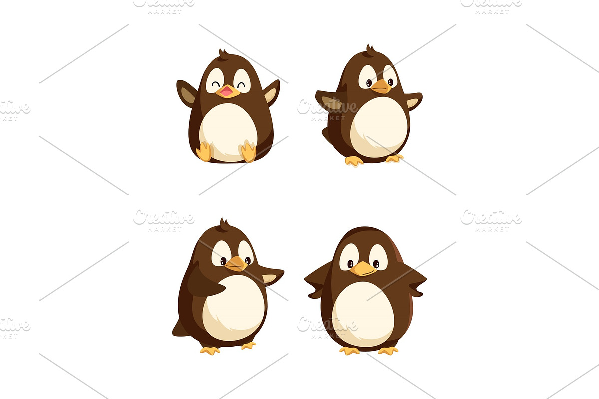 Penguins Showing Emotions Animal in Illustrations - product preview 8