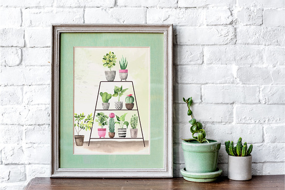 Watercolor House Plants Collection in Graphics - product preview 5