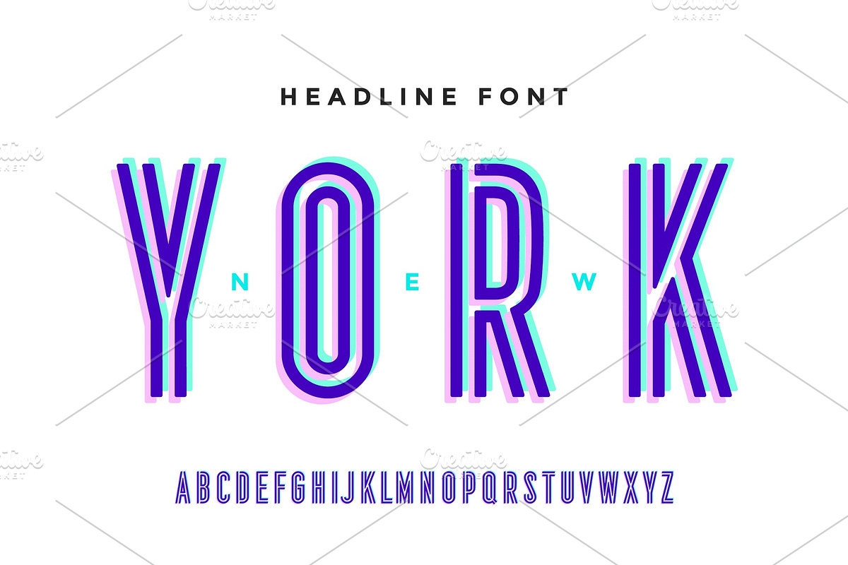Condensed alphabet and font in Illustrations - product preview 8