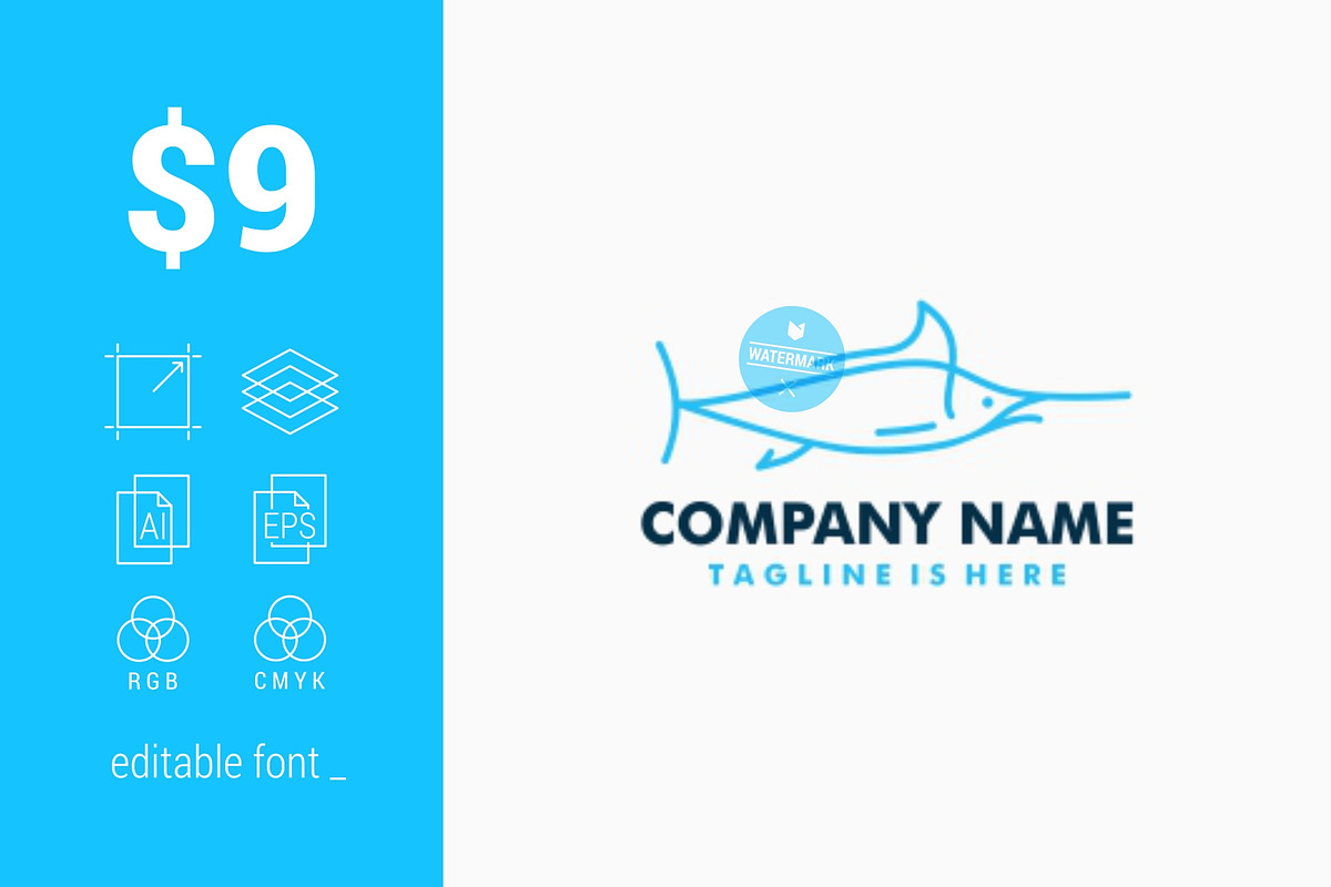 Marlin Fish Logo in Logo Templates - product preview 8