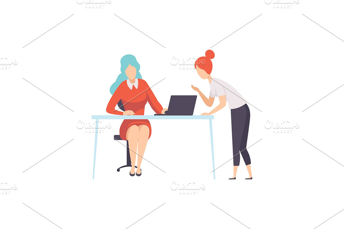 Two Businesswoman Working in Office in Illustrations - product preview 8