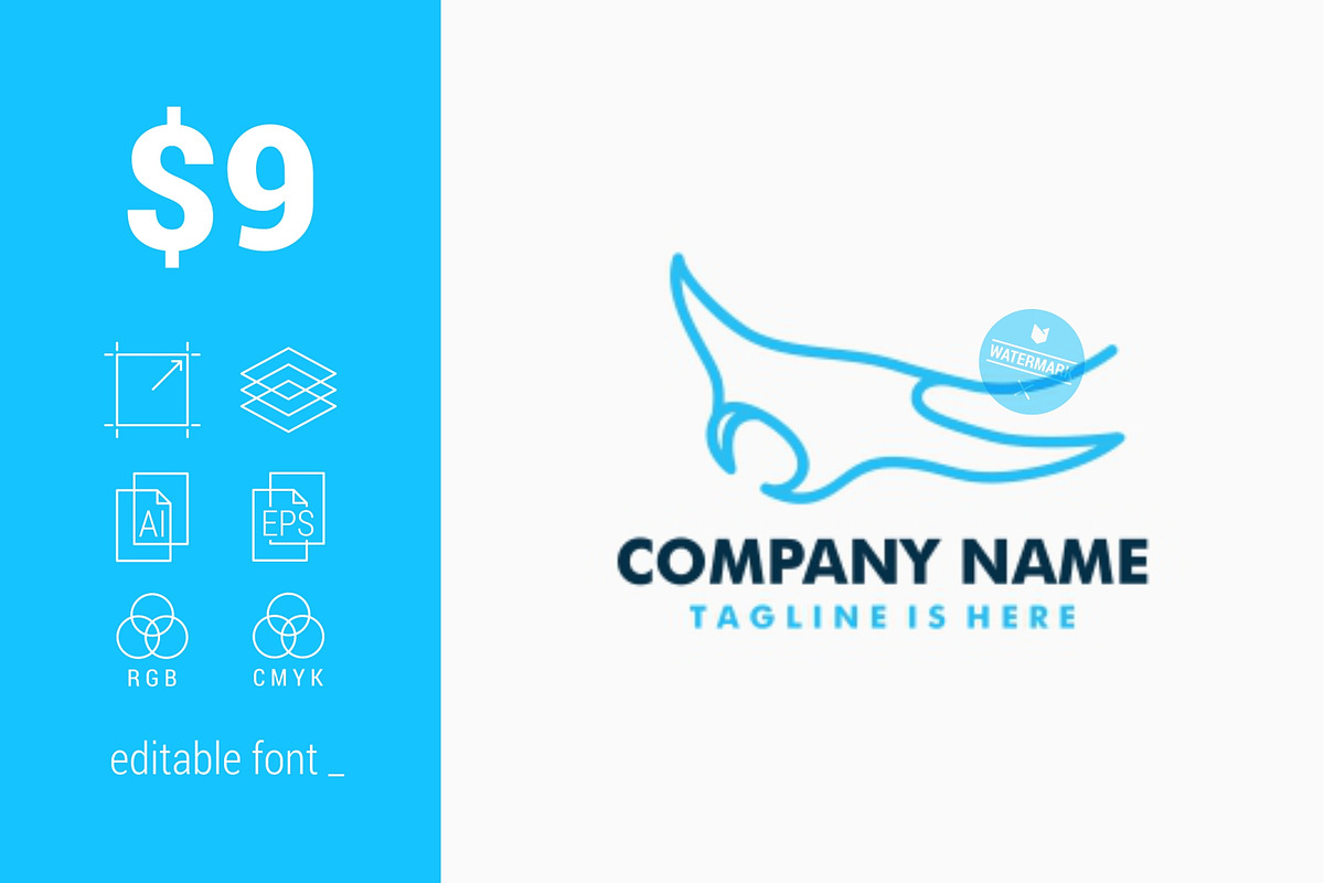 Stingray Mantaray Logo in Logo Templates - product preview 8