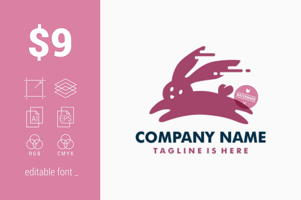 Jumping Running Rabbit Hare Logo in Logo Templates - product preview 8