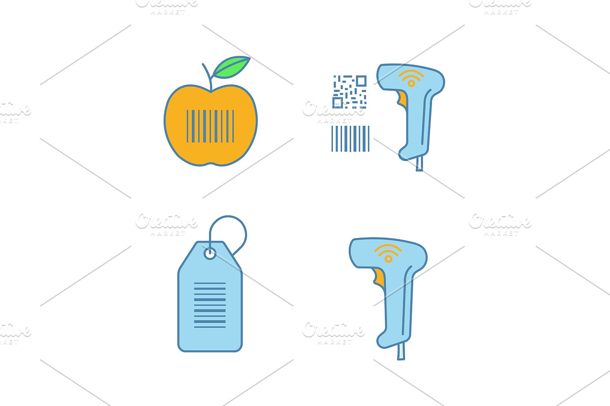Barcodes color icons set in Icons - product preview 8