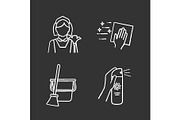 Cleaning service chalk icons set