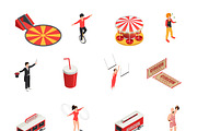 Circus isometric icons set