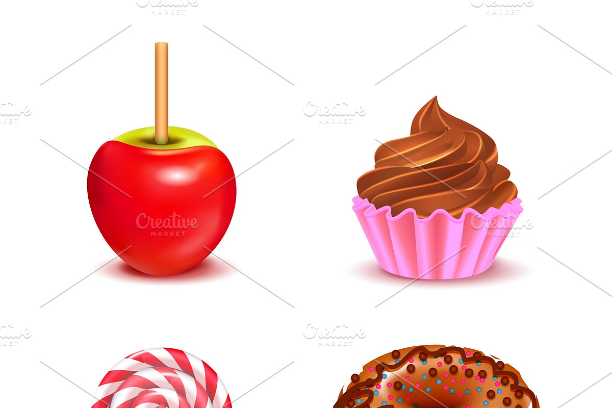 Fair sweets realistic set in Icons - product preview 8