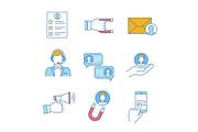 Customer retention color icons set