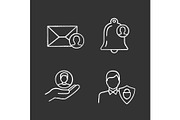 Customer retention chalk icons set