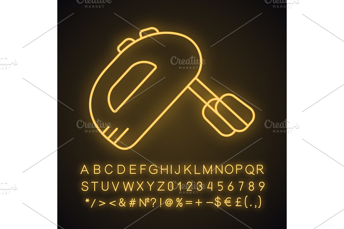 Handheld mixer neon light icon in Icons - product preview 8