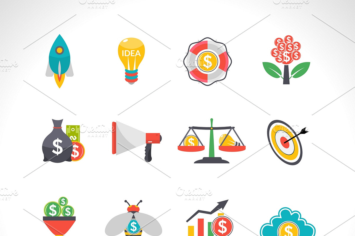 Startup crowdfunding flat icons set in Icons - product preview 8