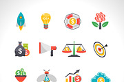 Startup crowdfunding flat icons set