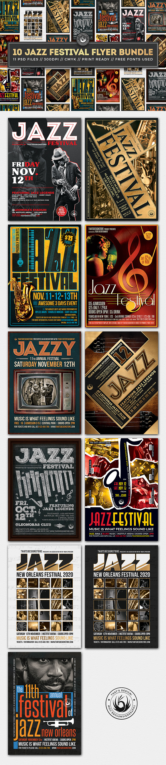 10 Jazz Festival Flyer Bundle in Flyer Templates - product preview 10