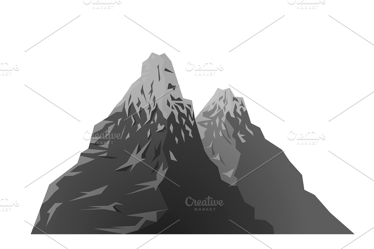 Black and white snowy mountain in Objects - product preview 8