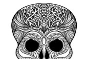Decorative skull black doodle icon