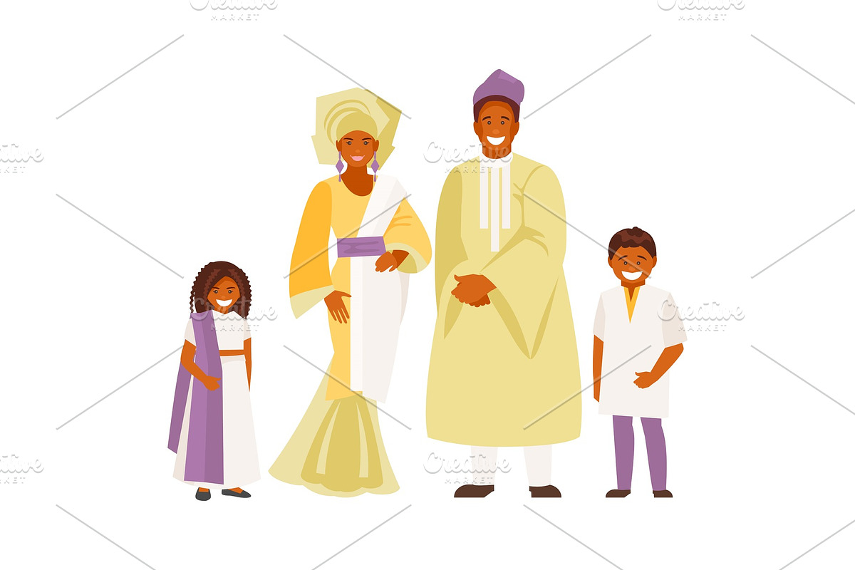African family in traditional dress in Illustrations - product preview 8