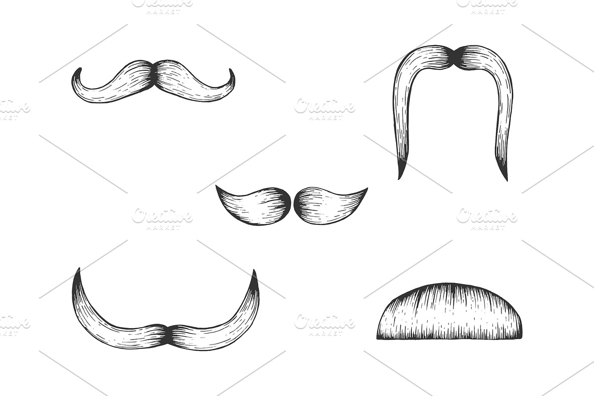 Moustache engraving vector in Illustrations - product preview 8