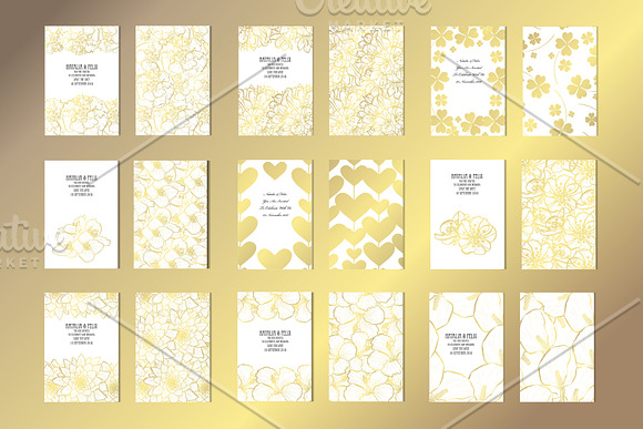 50 Golden Floral Card Templates in Postcard Templates - product preview 3