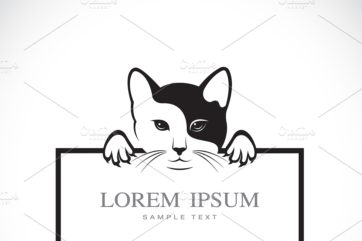 Vector of cat head with frame. Pet. in Illustrations - product preview 8