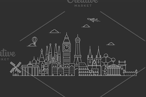 Famous Landmarks in Europe in Illustrations - product preview 1
