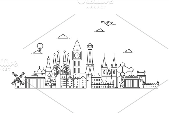 Famous Landmarks in Europe in Illustrations - product preview 2