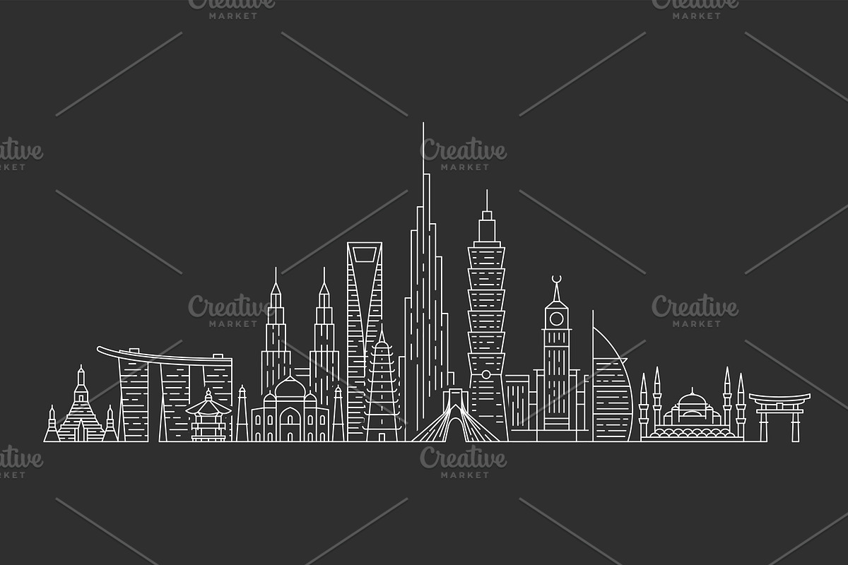 Asia skyline in Illustrations - product preview 8