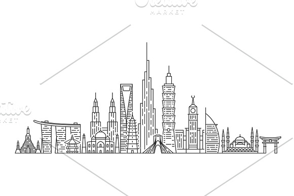 Asia skyline in Illustrations - product preview 3