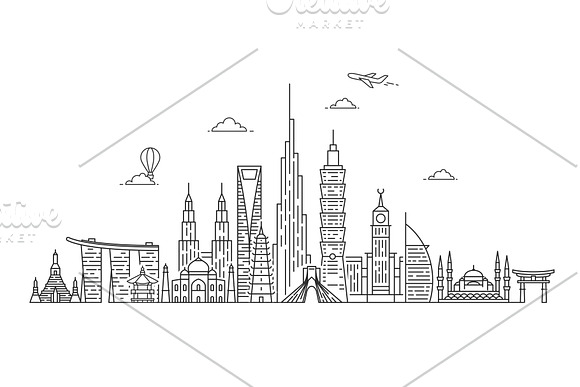Asia skyline in Illustrations - product preview 4