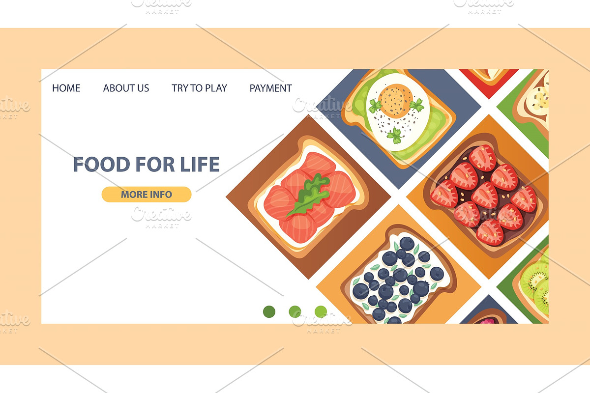 Toast vector landing page sandwich in Illustrations - product preview 8