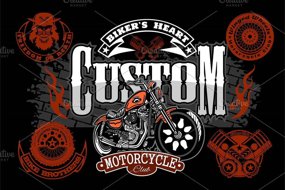 Motorcycle Chopper logo. Vector in Illustrations - product preview 8