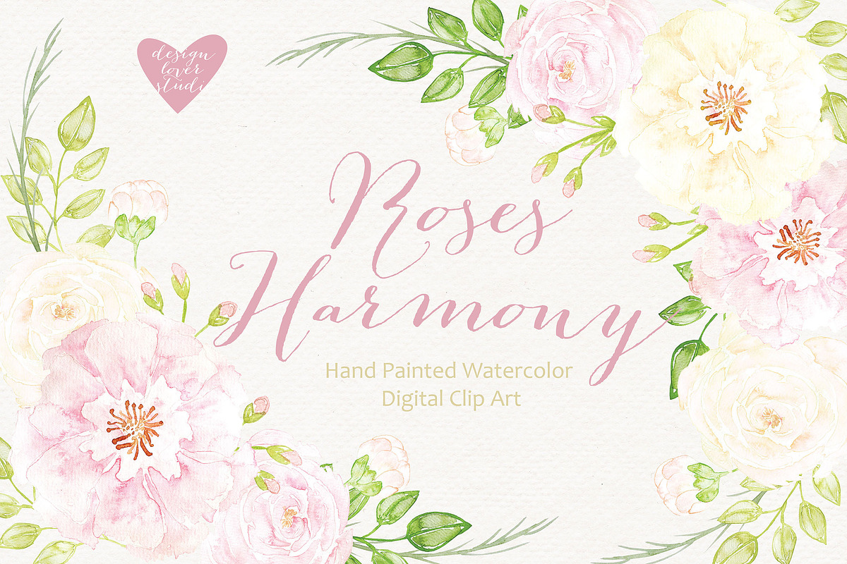 Watercolor roses harmony cliparts in Illustrations - product preview 8