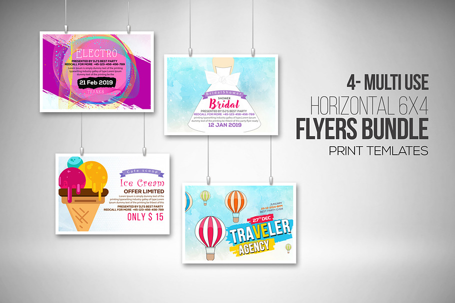 Multi Use 4 Horizontal Flyers Bundle in Wedding Templates - product preview 8