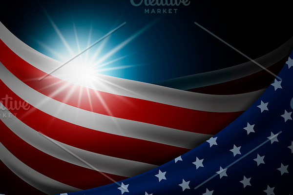 American flag with light background